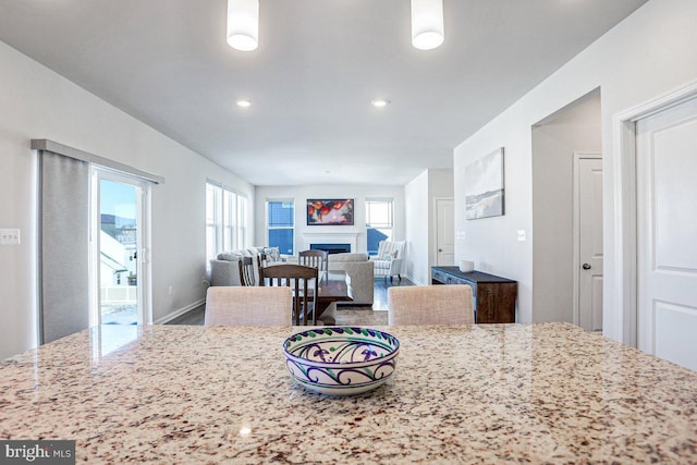 kitchen featuring light stone countertops