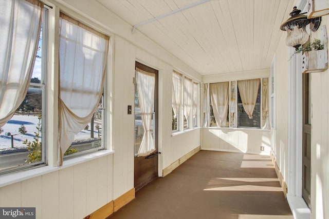 view of unfurnished sunroom