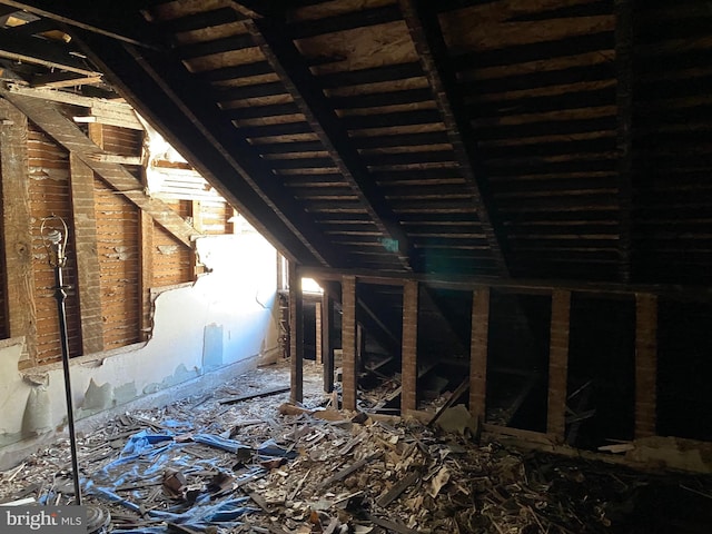 view of unfinished attic