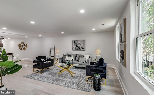 living room featuring light hardwood / wood-style flooring