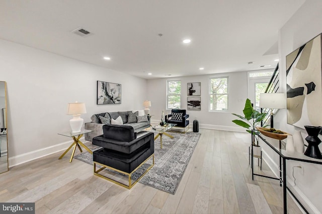 living room featuring light hardwood / wood-style floors