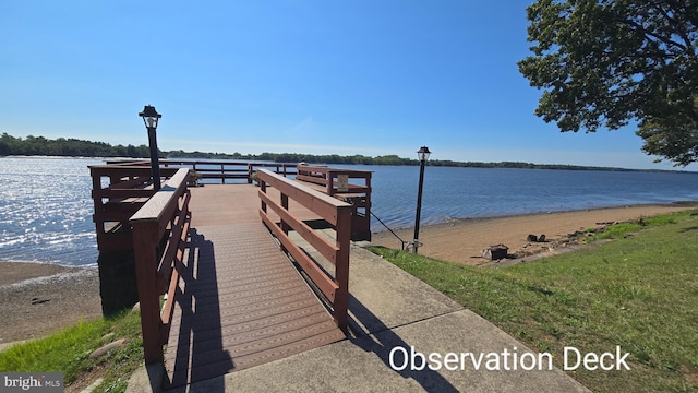 view of dock featuring a water view