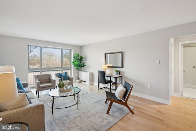 living room featuring light wood-type flooring