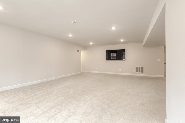 basement with light carpet