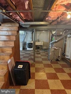 basement with water heater