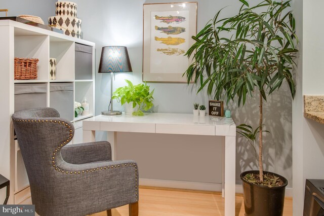 living area with light hardwood / wood-style floors