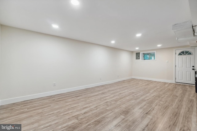 interior space with light hardwood / wood-style flooring