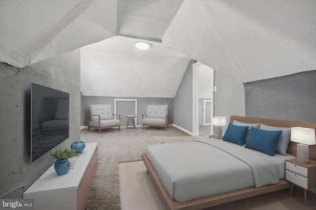 bedroom with vaulted ceiling