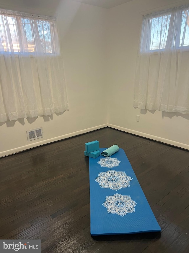 unfurnished room featuring dark wood-type flooring and plenty of natural light