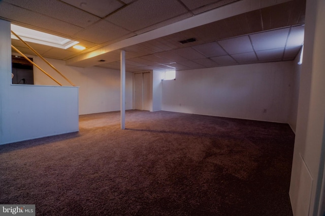 basement with carpet flooring