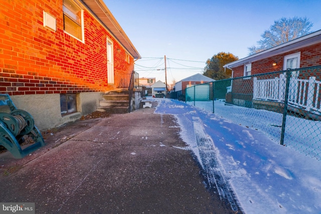 view of yard covered in snow