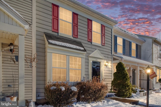 view of snow covered exterior