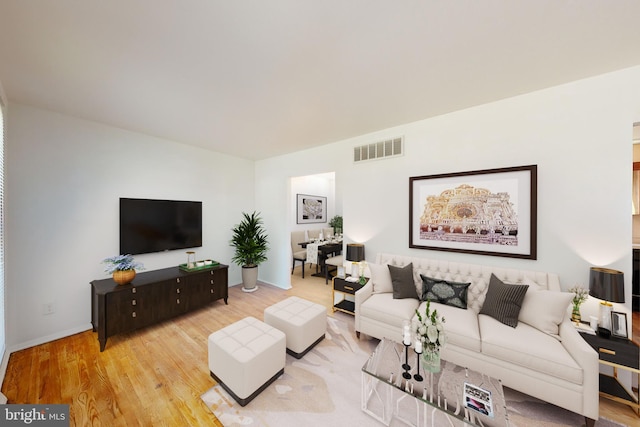 living room featuring light hardwood / wood-style flooring