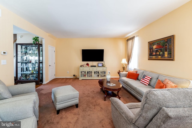 living room featuring carpet floors