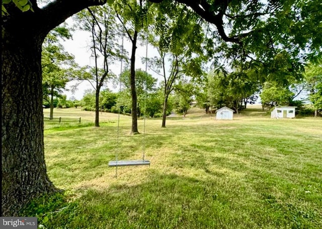 exterior space featuring a storage shed