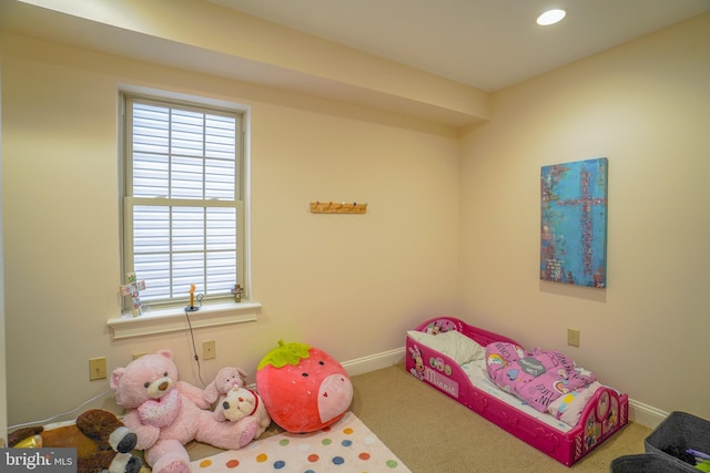 bedroom with carpet