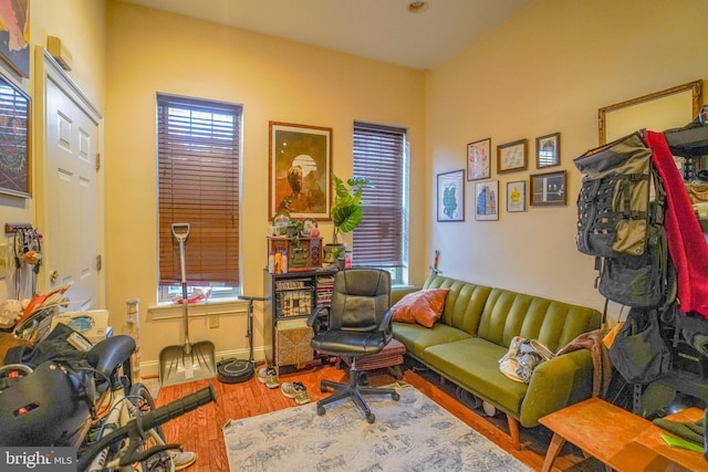 office featuring hardwood / wood-style floors