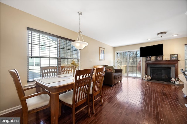 dining space featuring dark hardwood / wood-style flooring