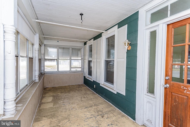 view of unfurnished sunroom