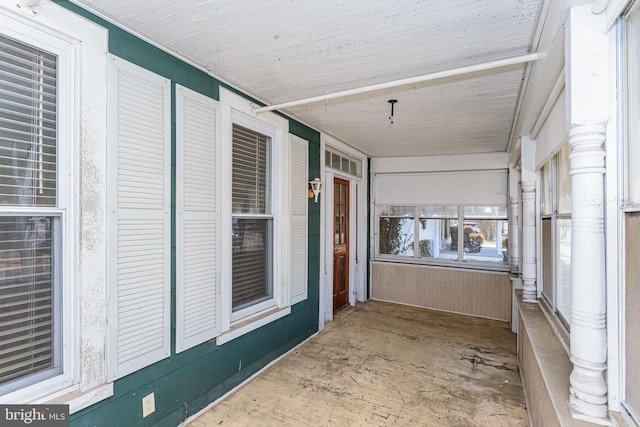 view of unfurnished sunroom