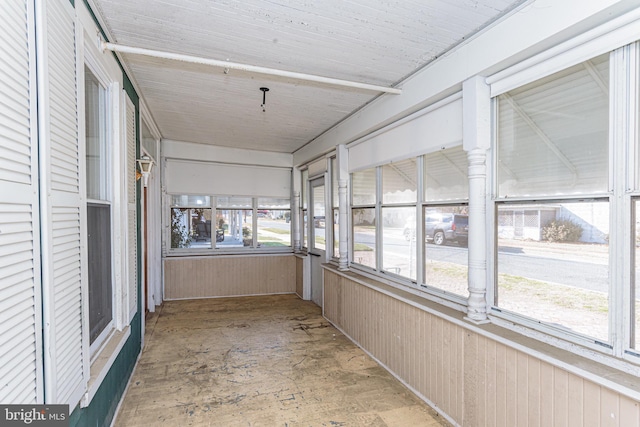 view of unfurnished sunroom