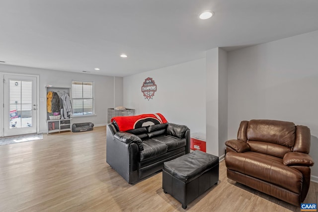 living room featuring light wood-type flooring