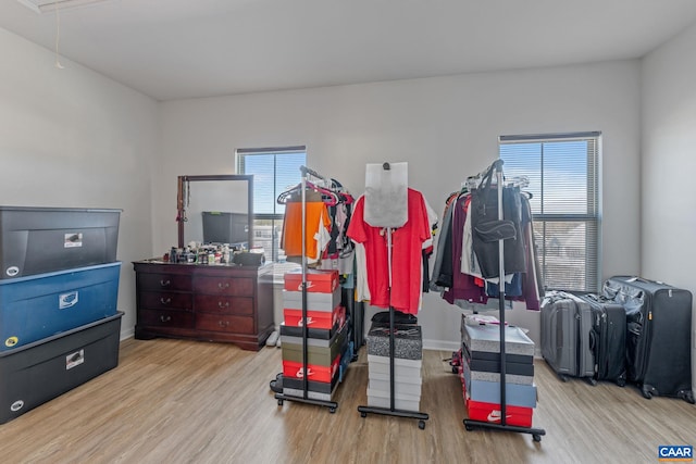 interior space with light hardwood / wood-style floors and a healthy amount of sunlight