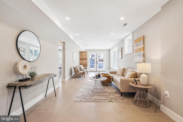 view of tiled living room