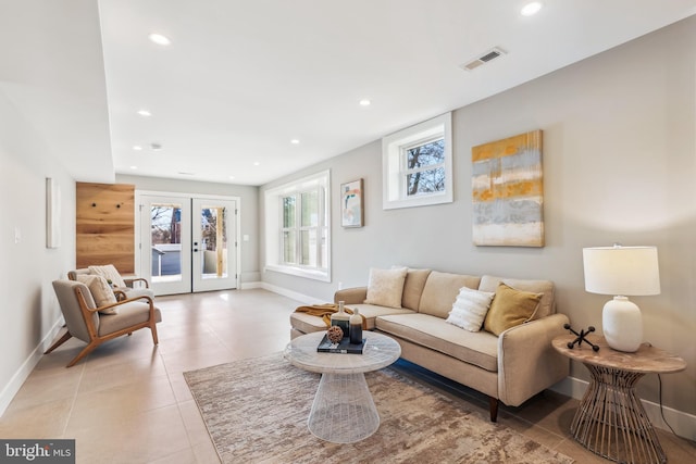 living room with french doors