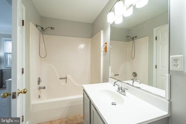 bathroom featuring vanity and bathing tub / shower combination