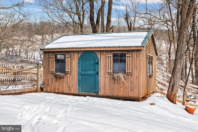 view of snow covered structure