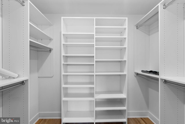 spacious closet featuring hardwood / wood-style floors