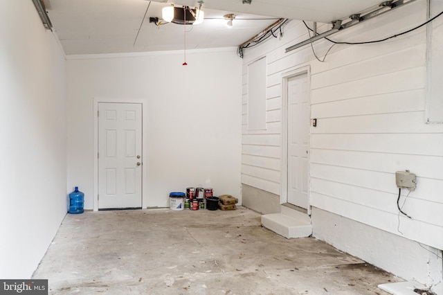 garage with a garage door opener