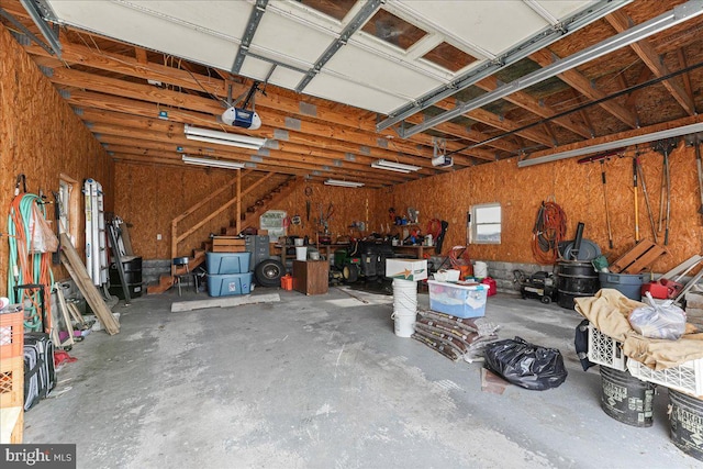 garage with a garage door opener