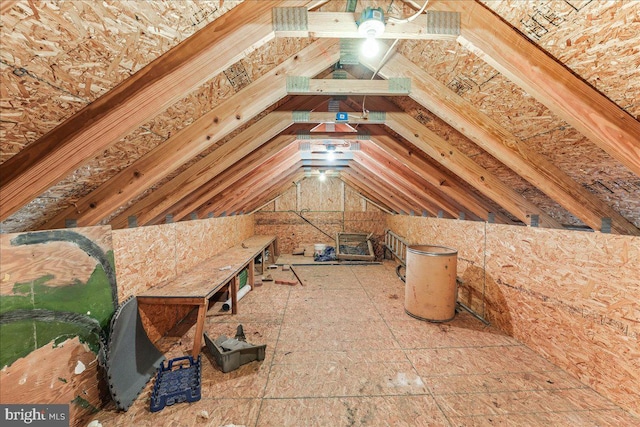 view of unfinished attic