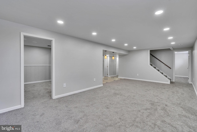 basement featuring carpet floors