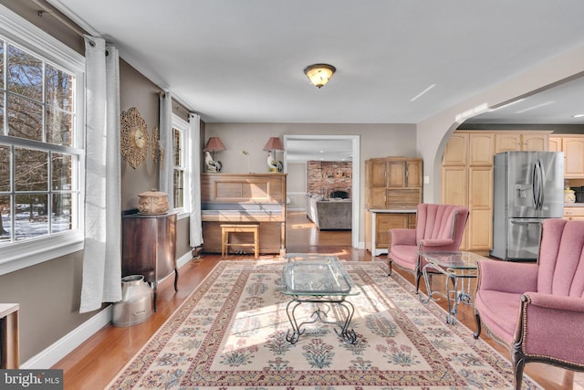 sitting room featuring light hardwood / wood-style flooring and a wealth of natural light