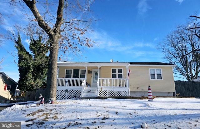 view of front of home with a porch