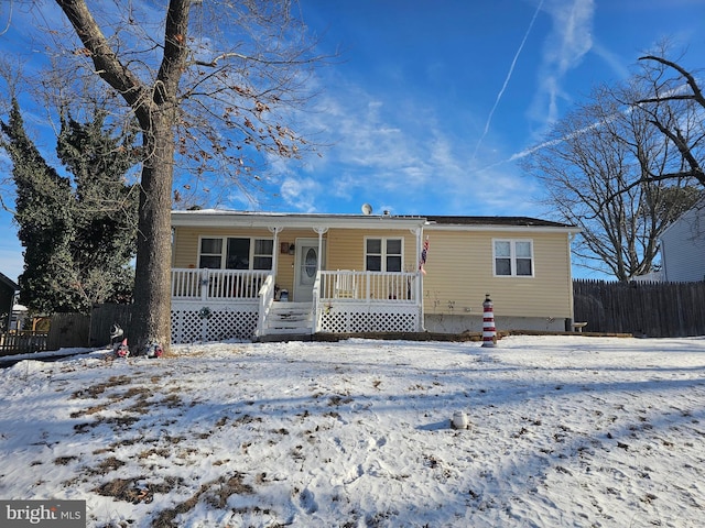 view of front of property with a porch