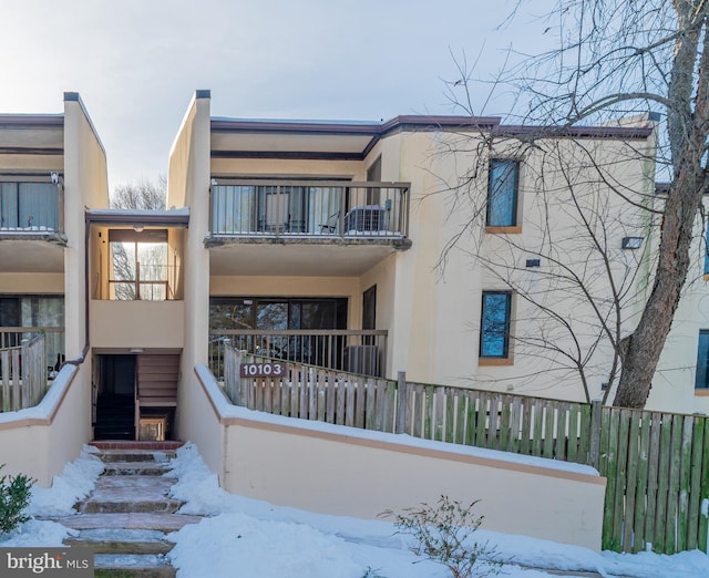 view of snow covered building