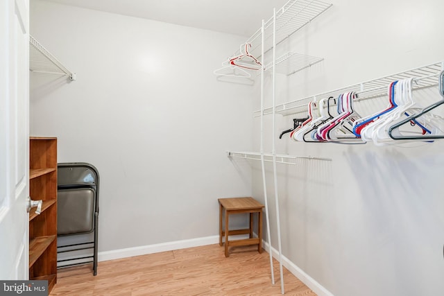 walk in closet featuring wood-type flooring