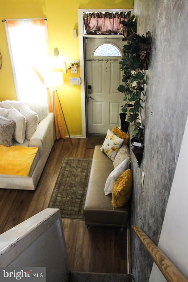 living room with hardwood / wood-style floors