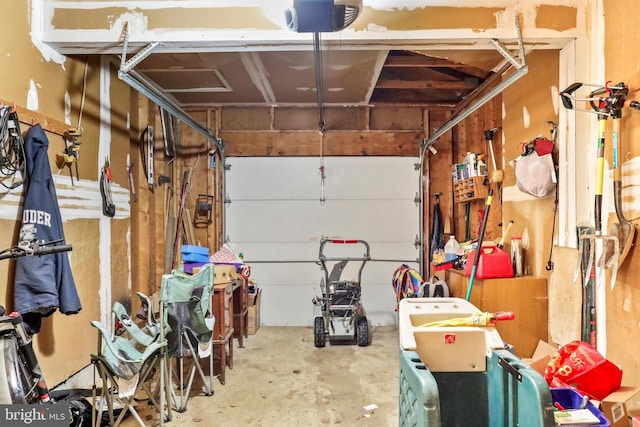 garage with a garage door opener