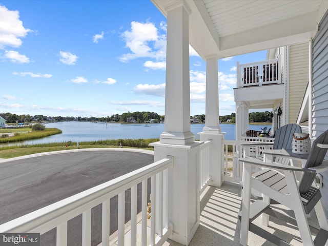 balcony with a water view