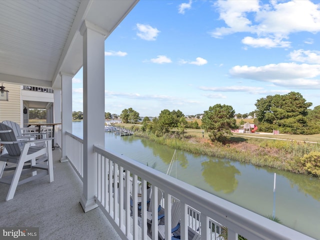 balcony with a water view