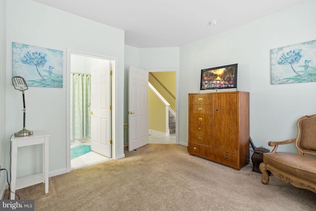 sitting room with light carpet