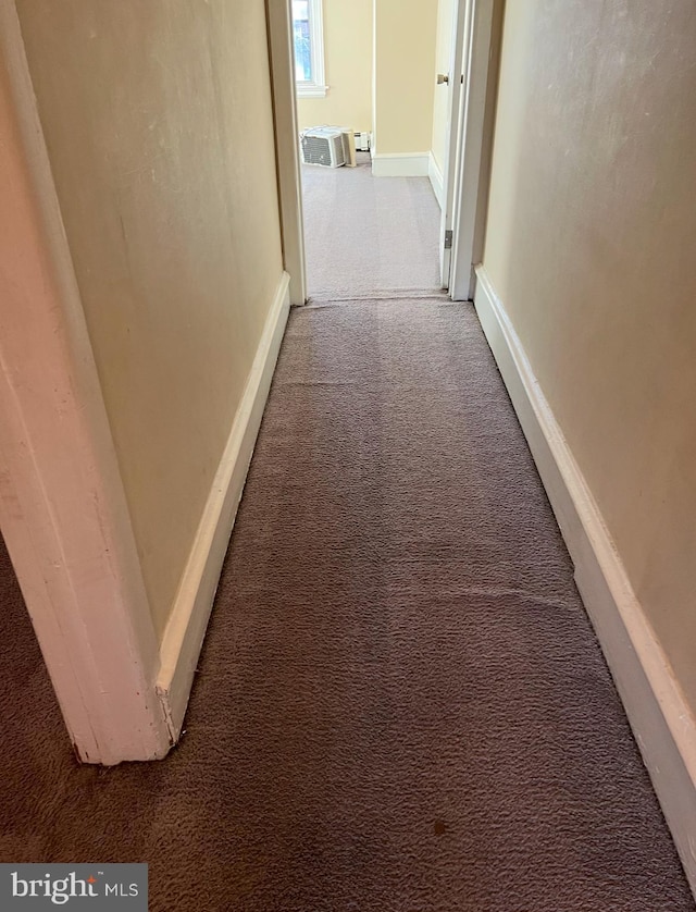 hallway with carpet flooring