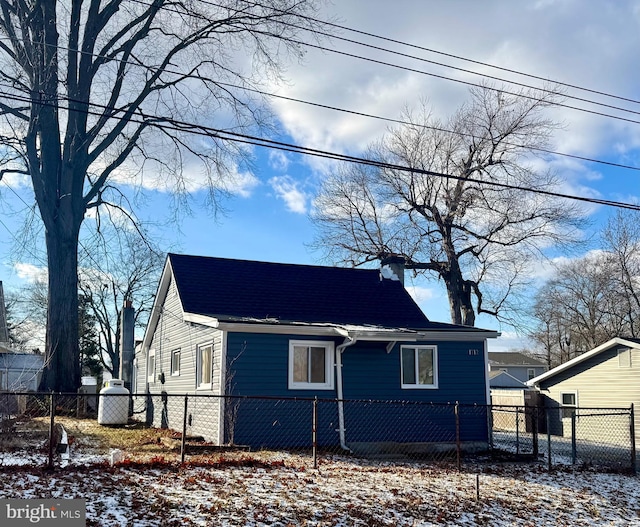 view of snow covered exterior