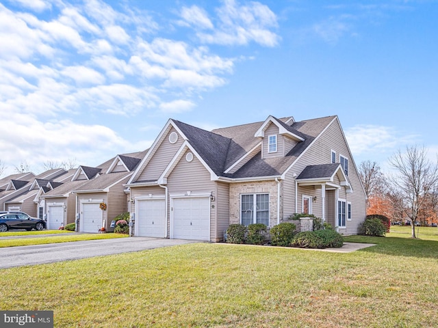 view of front facade featuring a garage and a front lawn