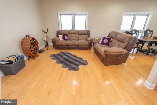 living room featuring light hardwood / wood-style flooring